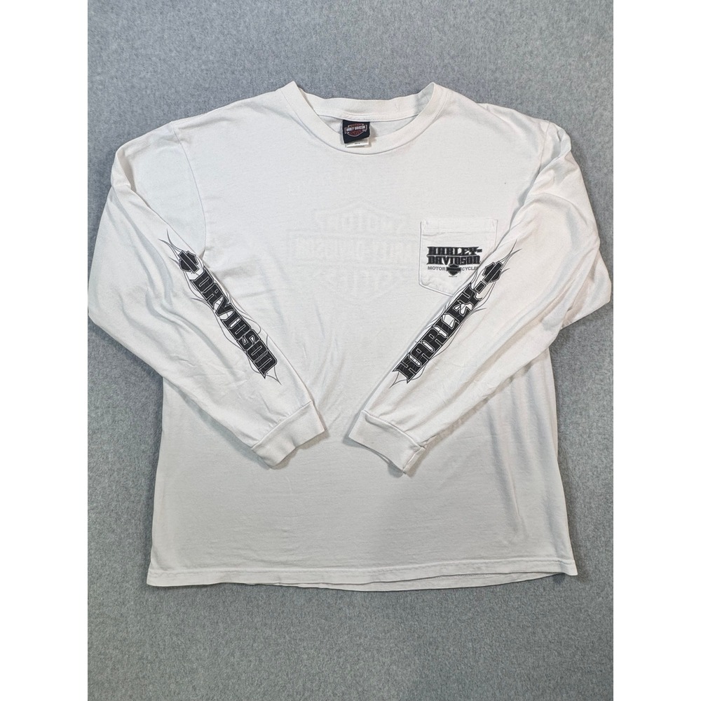 Harley-Davidson New York City Long Sleeve Pocket T-Shirt White Mens XL 2008